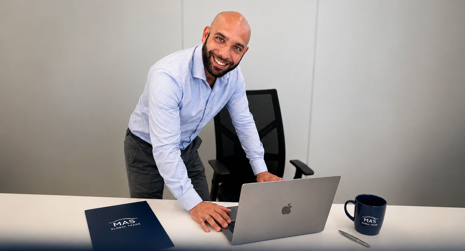 Madian di MAS Global Trade sorridente nel suo ufficio